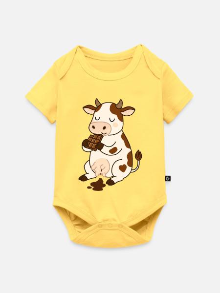 Schokokuh - Baby Premium Kurzarmbody - Pastellgelb