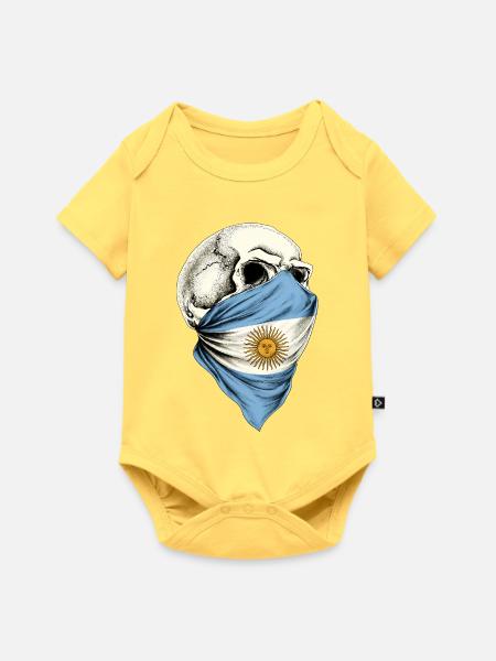 Argentina Argentinos argentinische Flaggenschädel - Baby Premium Kurzarmbody - Pastellgelb