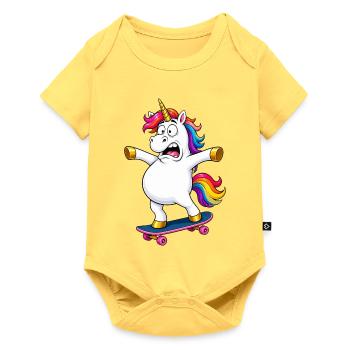 Wobbly Unicorn Skateboard Fail - Baby Premium short-sleeve bodysuit - sky yellow - Front