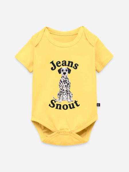 Dalmatiner im Jeansflicken-Stil - Baby Premium Kurzarmbody - Pastellgelb