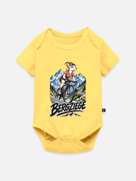 Bergziege Rennradfahrerin – Schnell bergauf - Baby Premium Kurzarmbody - Pastellgelb