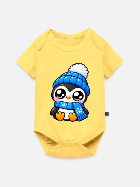 Süßer Winterblaupinguin - Baby Premium Kurzarmbody - Pastellgelb