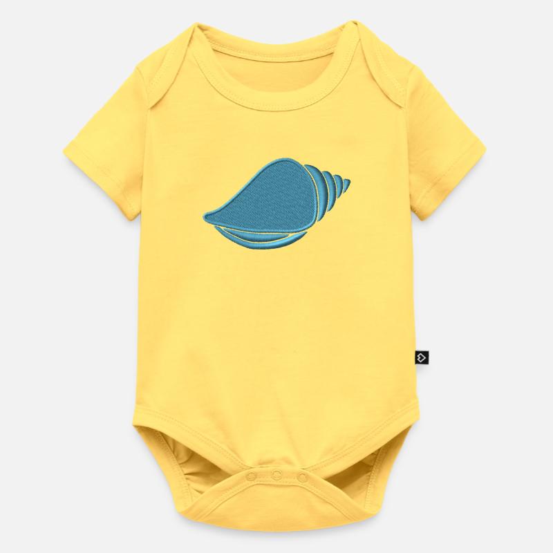 Coquille brodée - Body à manches courtes Premium Bébé - jaune pastel