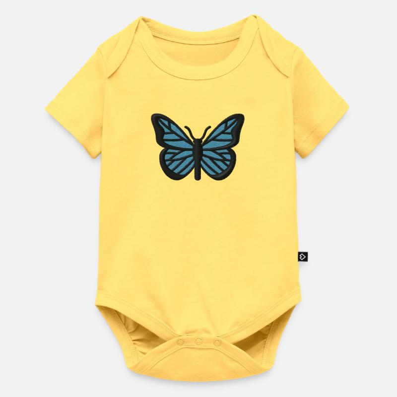 Papillon brodé - Body à manches courtes Premium Bébé - jaune pastel