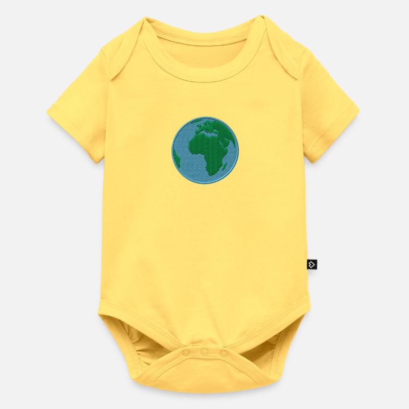 La Terre Brodée - Body à manches courtes Premium Bébé - jaune pastel