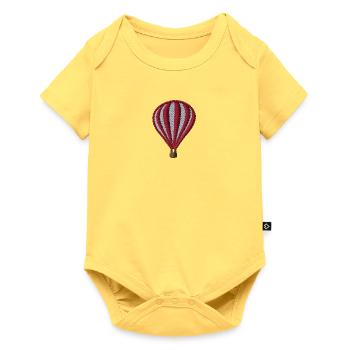 Ballon à air chaud brodé - Body à manches courtes Premium Bébé - jaune pastel - Devant