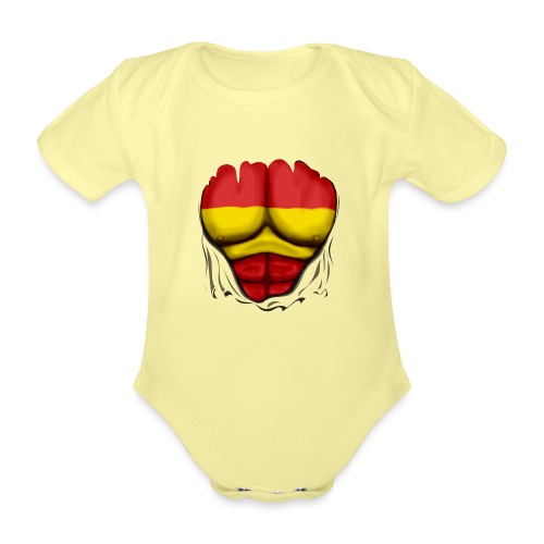 España Flag Ripped Muscles six pack chest t-shirt - Organic Short-sleeved Baby Bodysuit