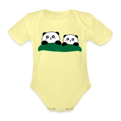 Panda | Zwart Wit | Dieren - Baby bio-rompertje met korte mouwen