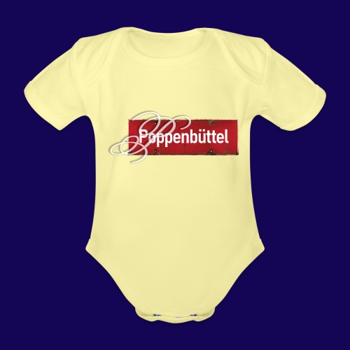 Hamburg-Poppenbüttel: Antik-Ortsschild mit Initial - Baby Bio-Kurzarm-Body
