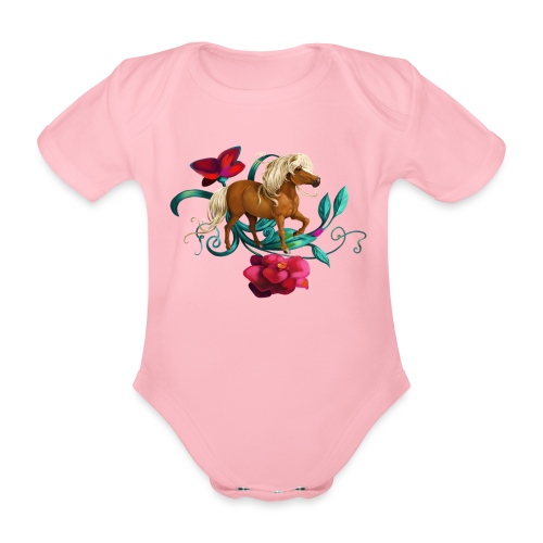 Camellia pony - Kortærmet babybody, økologisk bomuld