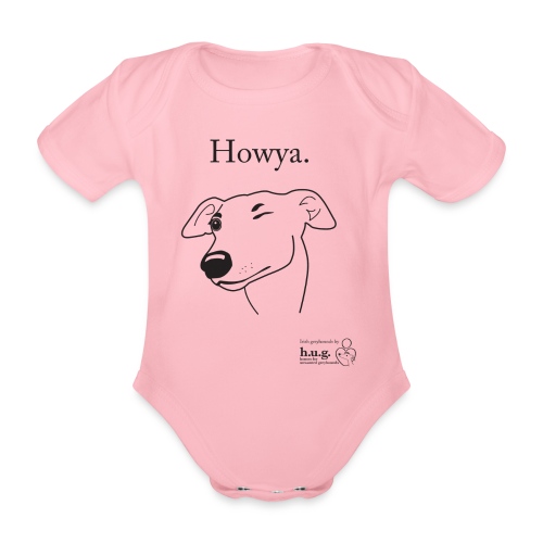 Howya Greyhound in black - Organic Short-sleeved Baby Bodysuit