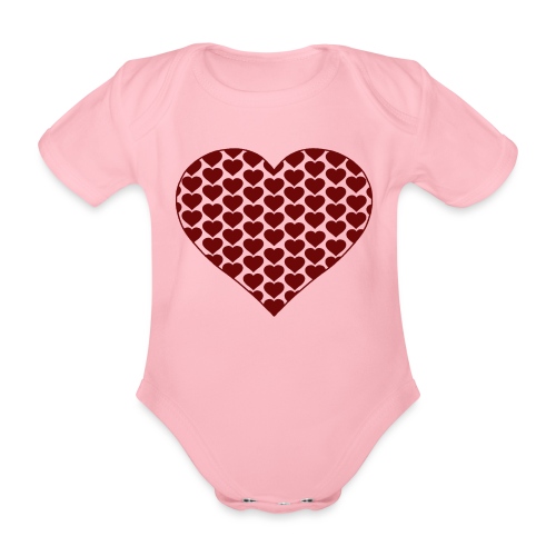 Viele Herzen ein Herz dunkelrot - Baby Bio-Kurzarm-Body