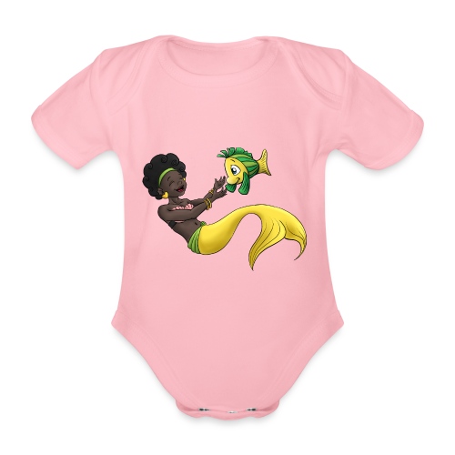 Schwarzes Mädchen als Meerjungfrau - Baby Bio-Kurzarm-Body