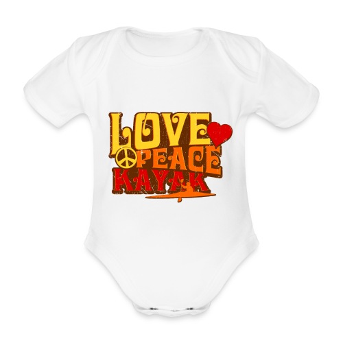 peace love kayak revised and final - Organic Short-sleeved Baby Bodysuit