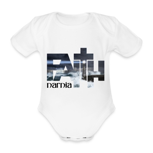 Narnia - Faith Mask - White - Organic Short-sleeved Baby Bodysuit