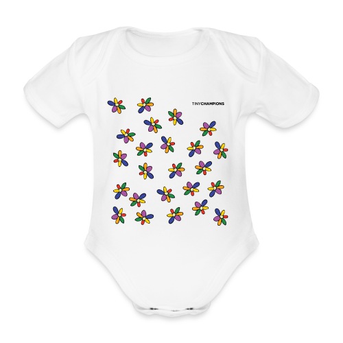 colour flower design tc - Organic Short-sleeved Baby Bodysuit