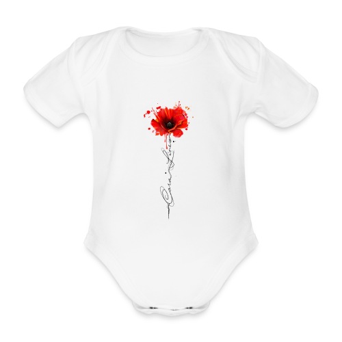 Watercolormohnblume rot schwarz - Baby Bio-Kurzarm-Body