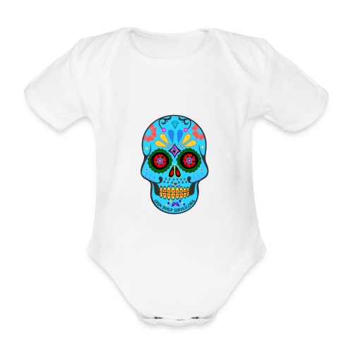OBS-Skull-Sticker - Organic Short-sleeved Baby Bodysuit