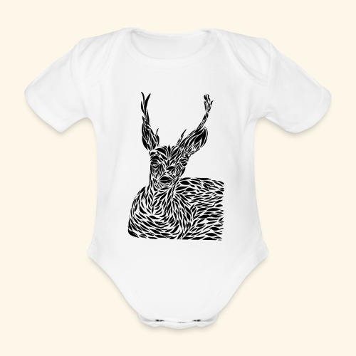 deer black and white - Vauvan lyhythihainen luomu-body
