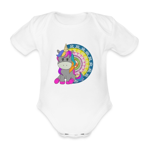 Unicorno Mandala - Body ecologico per neonato a manica corta