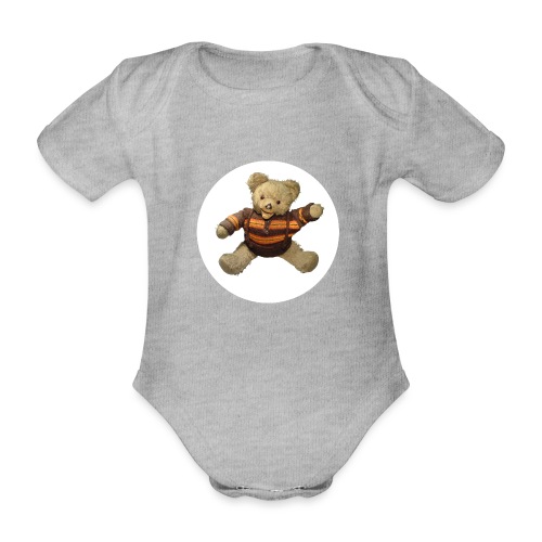 Teddybär - orange braun - Retro Vintage - Bär - Baby Bio-Kurzarm-Body