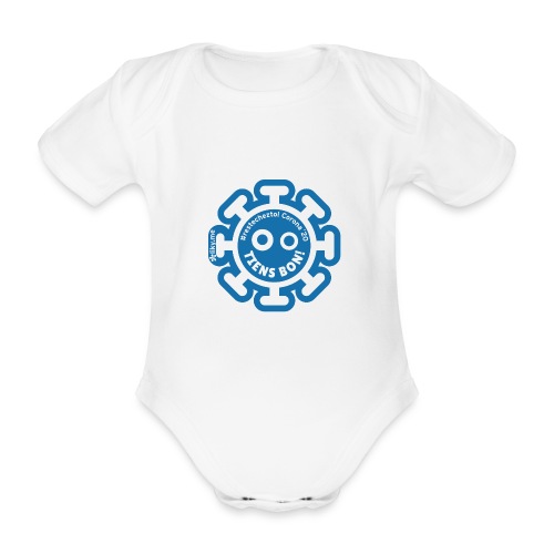 Corona Virus #restecheztoi bleu grigio - Body ecologico per neonato a manica corta
