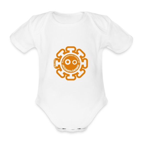 Corona Virus #mequedoencasa naranja - Body orgánico de manga corta para bebé