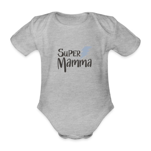 Super Mamma blå - Ekologisk kortärmad babybody