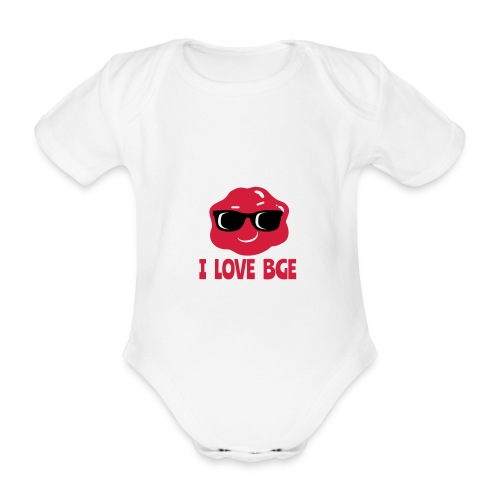 Et ægte blikfang - jeg elsker BGE - Kortærmet babybody, økologisk bomuld