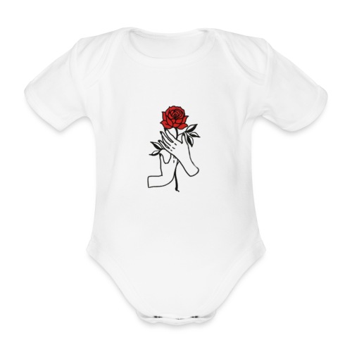 Fiore rosso - Body ecologico per neonato a manica corta