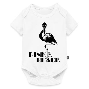 pink is the new black Flamingo rosa Vogel tropisch - Baby Premium Kurzarmbody - Weiß - Vorne