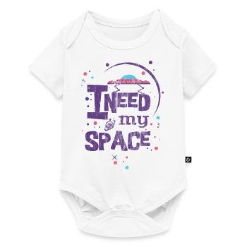 LILA J'AI BESOIN DE MON ESPACE - soucoupes dictons chemise - Body à manches courtes Premium Bébé - blanc - Devant