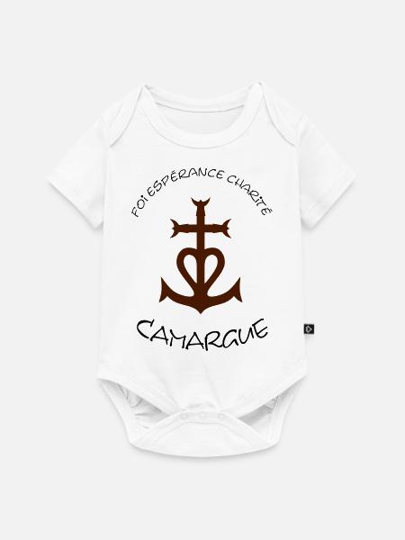 Croix camargue: foi esperance charite - Body à manches courtes Premium Bébé - blanc