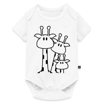 Cute giraffe family with child mom dad giraffe - Baby Premium short-sleeve bodysuit - white - Front