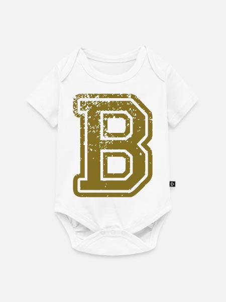 B - Buchstabe - Baby Premium Kurzarmbody - Weiß