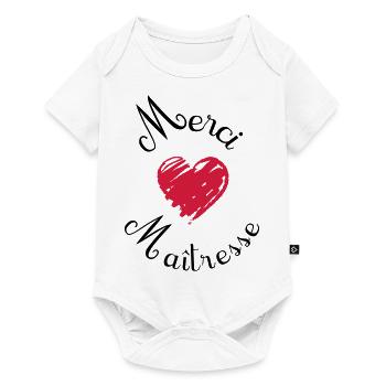 merci maîtresse cadeau fin année - Body à manches courtes Premium Bébé - blanc - Devant