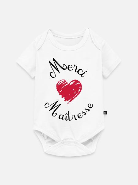 merci maîtresse cadeau fin année - Body à manches courtes Premium Bébé - blanc