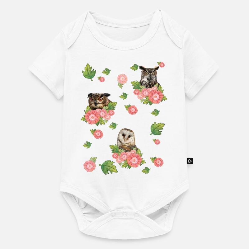 Eule und Eulen - Baby Premium Kurzarmbody - Weiß