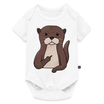 Loutre grincheux avec un majeur - Body à manches courtes Premium Bébé - blanc - Devant