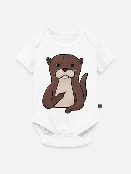 Mürrischer Otter mit Mittelfinger - Baby Premium Kurzarmbody - Weiß
