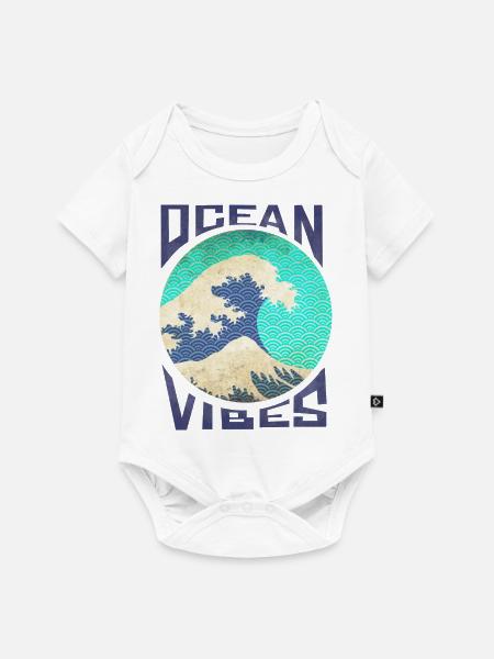 Great Wave Off Kanagawa Surfing - Baby Premium Kurzarmbody - Weiß