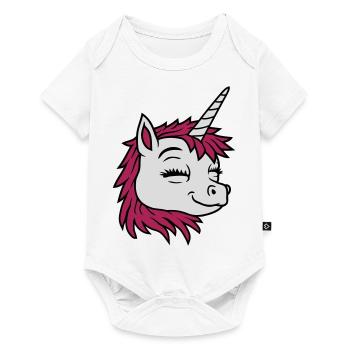 Head happy comic unicorn - Baby Premium short-sleeve bodysuit - white - Front