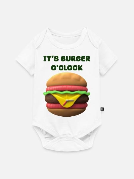 IT‘S BURGER O‘CLOCK - Baby Premium Kurzarmbody - Weiß