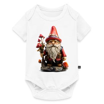 Nain de jardin avec bonnet rouge - Body à manches courtes Premium Bébé - blanc - Devant