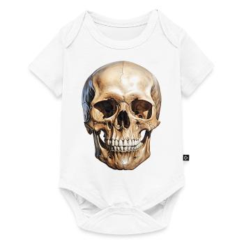 Crâne Crâne, symbole de mort et de danger - Body à manches courtes Premium Bébé - blanc - Devant