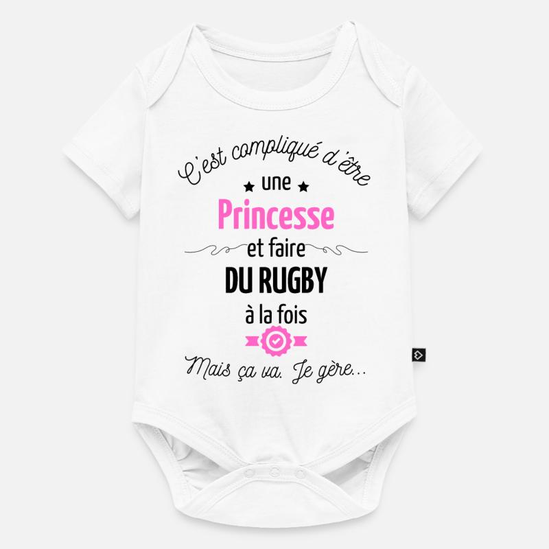 princesse et Rugby - Body à manches courtes Premium Bébé - blanc