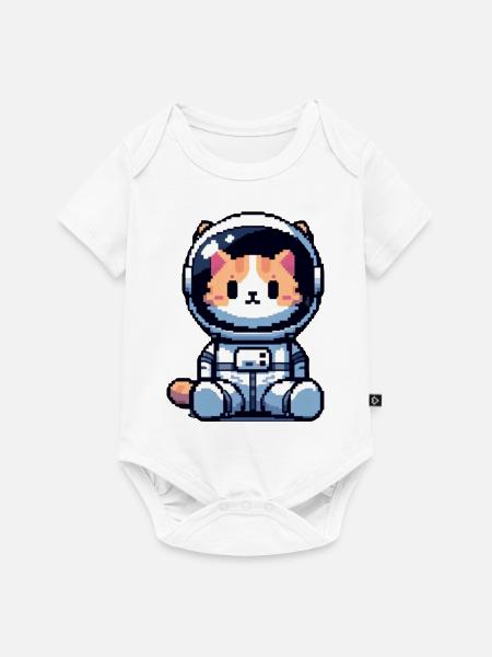 Cosmic Cat Entdecker - Baby Premium Kurzarmbody - Weiß