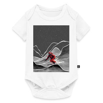 Skifahren in den Schneebergen Snowy Mountain Ski - Baby Premium Kurzarmbody - Weiß - Vorne