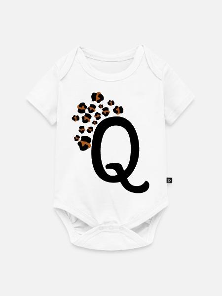 Buchstabe q Leopardenmuster - Baby Premium Kurzarmbody - Weiß