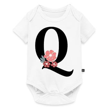 Letter q Minimalist Flowers - Baby Premium short-sleeve bodysuit - white - Front